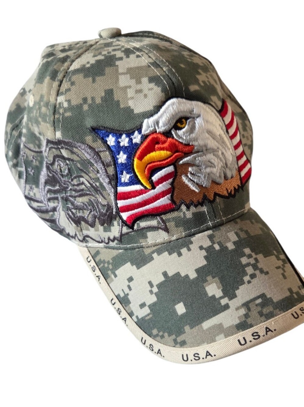 US Honor USA Eagle Flag Digital Camo Baseball Cap Hat Adjustable Patriotic - Picture 2 of 6